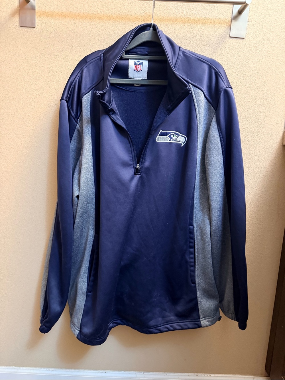 NFL SEATTLE SEAHAWKS XXL Quarter Zip Pockets Pullover Men’s Hawks Super Bowl